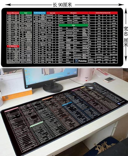 Quick Key Super Large Anti-Slip Keyboard Pad - with Office Software Shortcuts Pattern, Excel Shortcut Mouse Pad Non-Slip