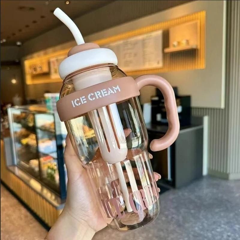 Water Bottle with Handle and Straw
