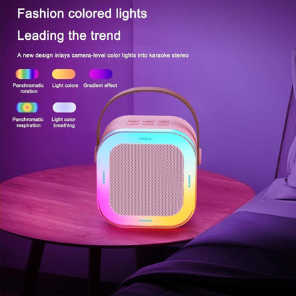 BUSSIHI Rechargeable Karaoke Mic with Speaker for Singing Wireless Mini Portable Bluetooth Speaker with Microphone & LED Lights Cute Birthday Gift for Kids Musical Toys for Boys, Girls and Adults Pink