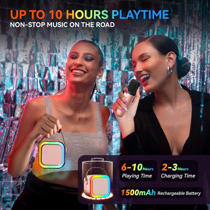 BUSSIHI Rechargeable Karaoke Mic with Speaker for Singing Wireless Mini Portable Bluetooth Speaker with Microphone & LED Lights Cute Birthday Gift for Kids Musical Toys for Boys, Girls and Adults Pink