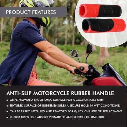 Grip Cover with Cuts Dual Color Tight Fit Soft Handlebar Shock Absorption Universal Fit